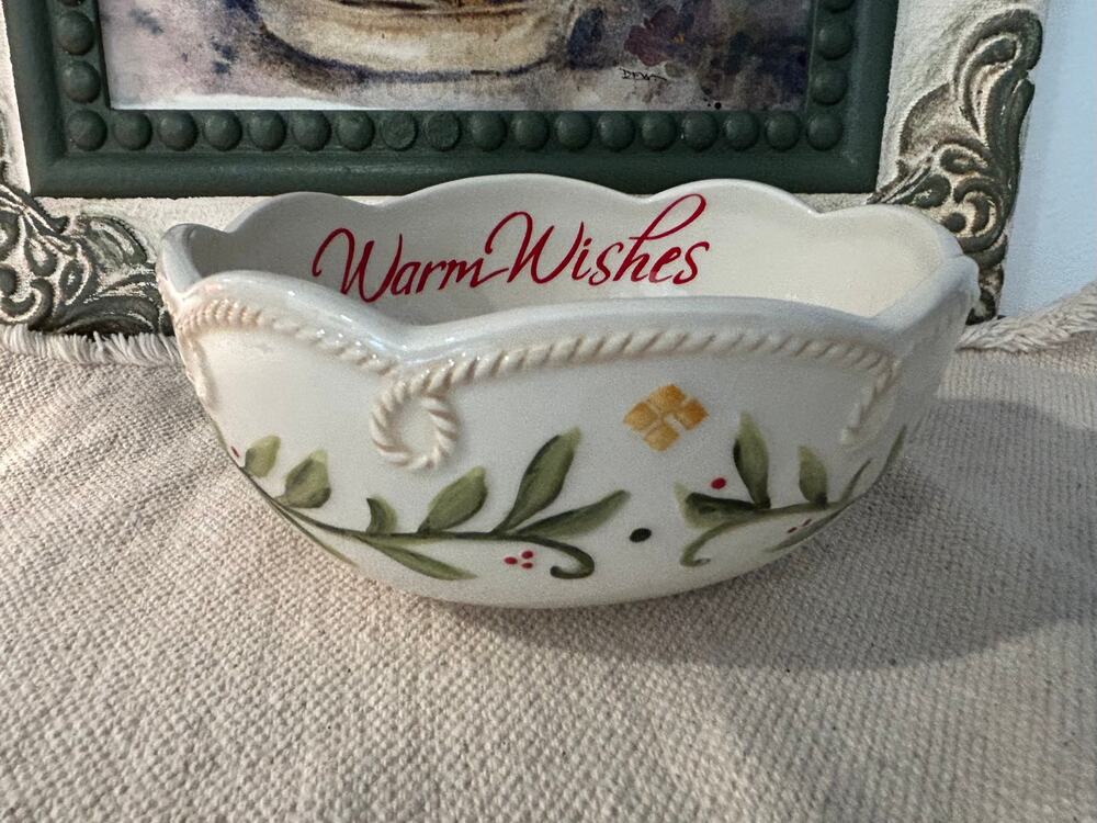 Fitz & Floyd Warm Wishes Sentiment Bowl - Xmas Dish EUC 2010